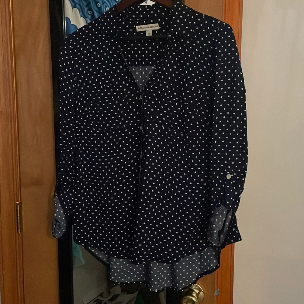 Navy blue polka dot blouse